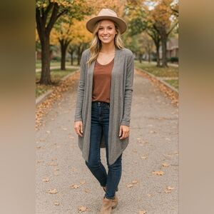 Vince Linen Blend Gray Open Front Women's Sweater Size M